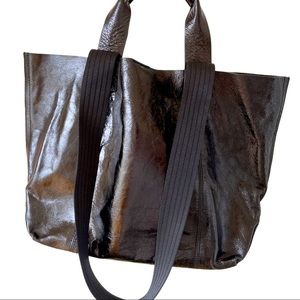 Double strap leather tote